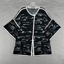 Ming Wang Cardigan Women XS Black Kimono Short Sleeve Knit Career Sweater Jacket