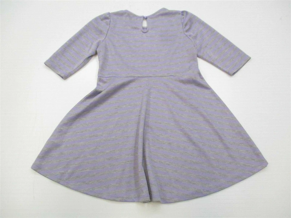 Vestido SOPRANO Niña Talla 6 Cuentas Patinador Rayas Gris Púrpura Línea A  Foto 4 de 4