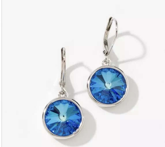 Touchstone Crystal 1 Drop Earrings Royal Blue Rhodium New eBay