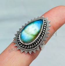 Natural Labradorite Ring 925 Sterling Silver Ring Boho Women Ring Gift For Her