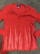 Roberto Cavalli GORGEOUS DETAILING red thin virgin wool knit belted cardigan 42
