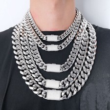 12-22mm Hip Hop Cuban Link Chain Real Gold Plated Silver Full 5A Zircon Clasp