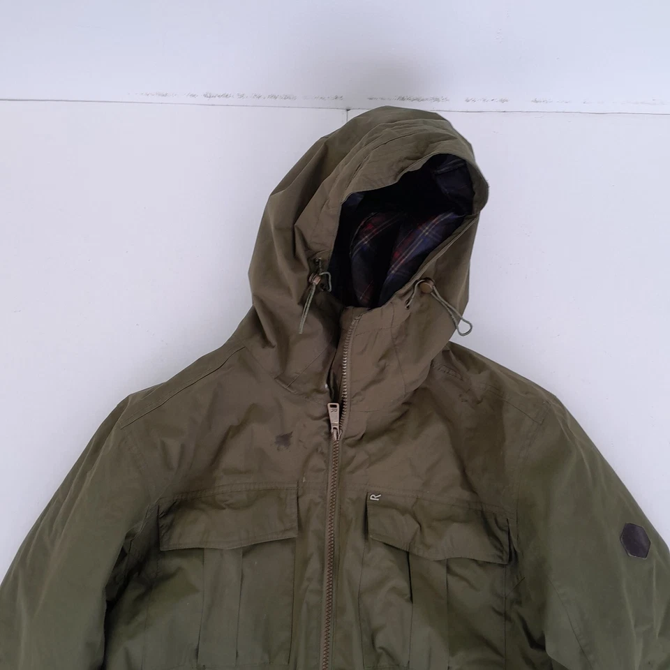 REGATTA Chaqueta de Lluvia Pequeña Verde Para Hombre Abrigo Impermeable con Capucha Acolchado Foto 2 de 4