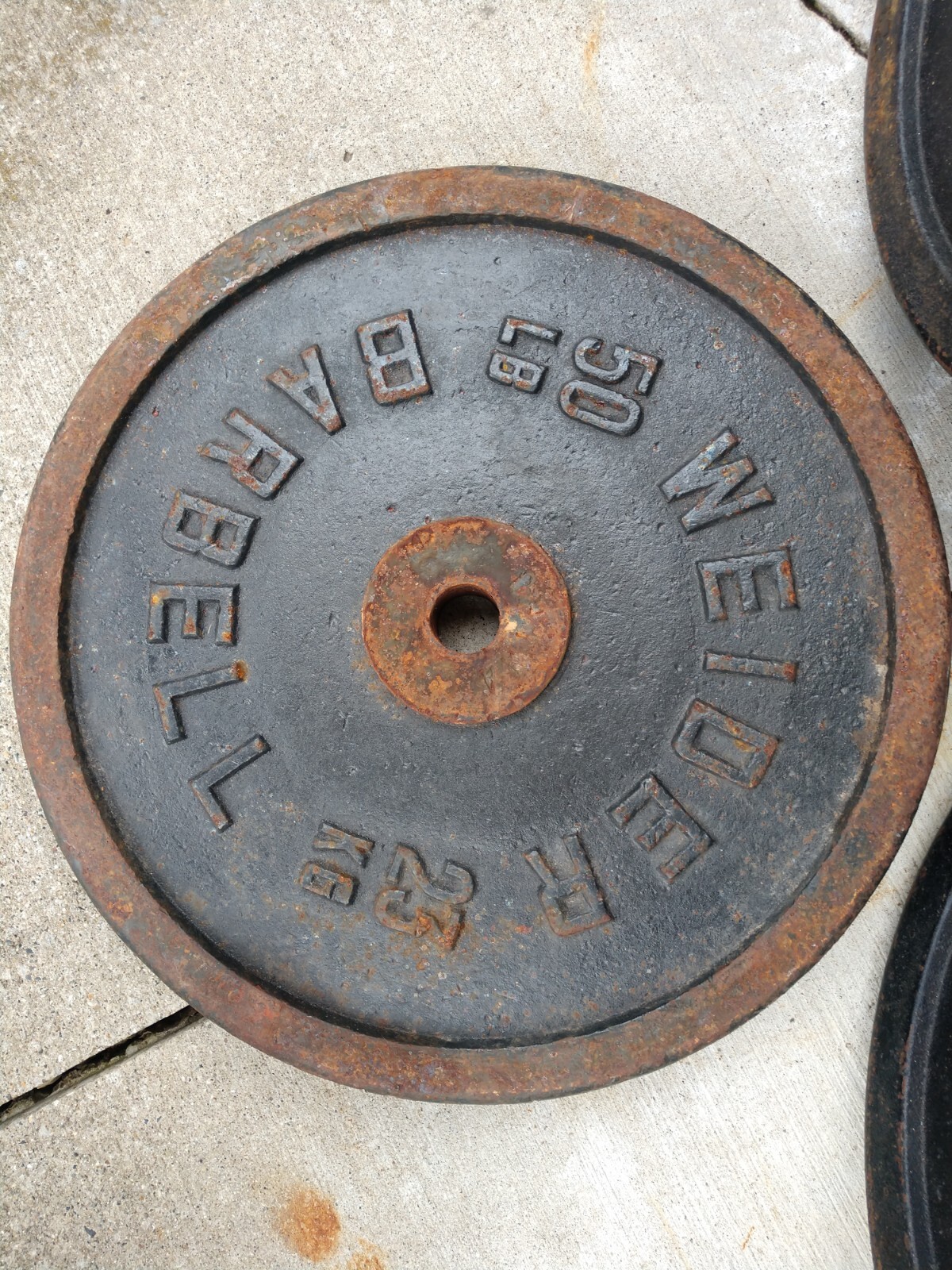 Vtg 50 Lb Weider Standard Weight Plate Double Sided Thick Cast Iron SE
