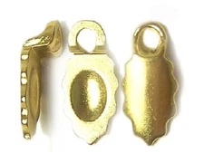 Bail, Aanraku, 6 Small 18KT Gold Plated 6.5x13mm Glue on Bails For Earrings