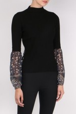 VERONICA BEARD "moon" black ribbed mock neck sweater shirt combo - sz S small