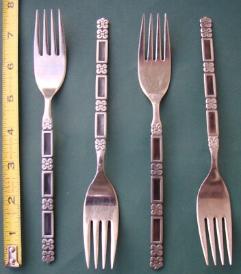 MADRID 4 Dinner Forks Oneida Community Stainless Black Infill Flatware