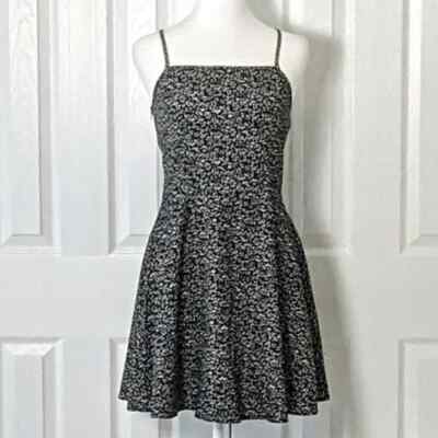 AVALON MCL Women's Spaghetti Straps Sun Dress Size S Black White Print NWOT