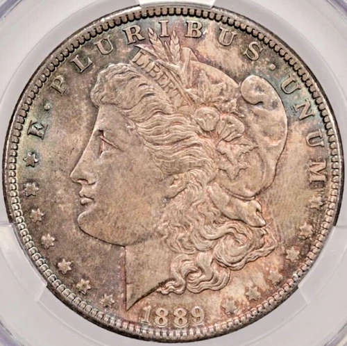 1889-P $1 Morgan Dollar CACG MS65 -- Astonishing Russet & Sea Green Toned Gem