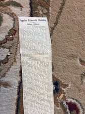 B9a  Ephemera 1924  Article Falmouth Wedding Joshua Phillips Violet Williams
