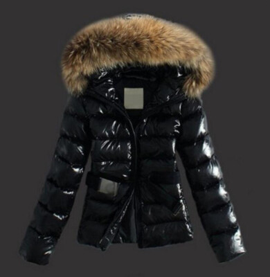 Parka Puffer Bubble Fur Collar Warm Down Coat Women Winter Hooded Quilted Jacket