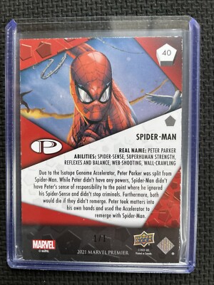 2021 2023 UPPER DECK MARVEL PREMIER SPIDER MAN SPIDERMAN #40 BLACK