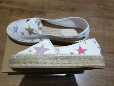 Arena De Playa Designer White Star Flatform Espadrilles Shoes Wedge UK7 EUR40
