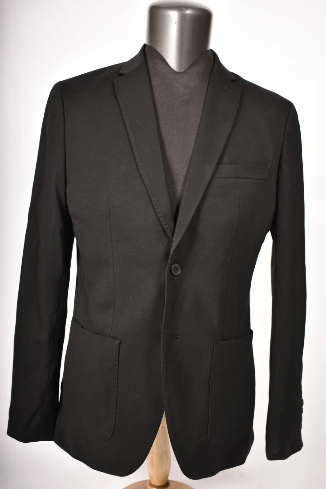 NWT SELECTED HOMME Black Viscose Nylon Stretch Slim Fit Soft Blazer Jacket 40R