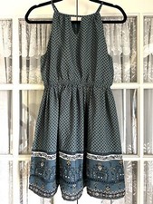 BLUE RAIN Sleeveless Kamara Dress Keyhole Boho Sz S New Francescas Blue Flowers