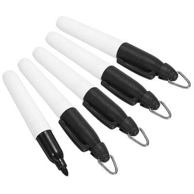 5 Pack Mini Permanent Markers Golf Ball Market Pens with Keychain Clips