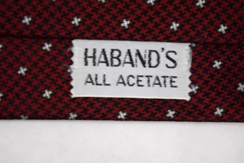Neck Tie VTG 50s 60s Haband's Carmine Red Starry Night Acetate Tie 52" x 2.5" - Image 3 of 4