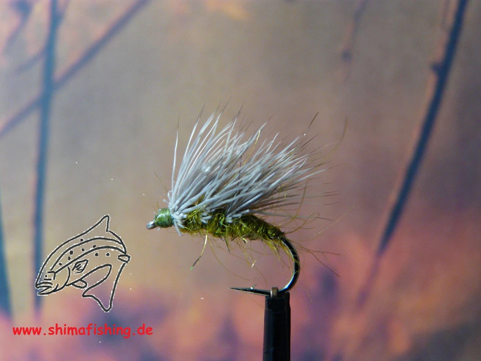 SHIMAFISHING Trockenfliege " Sedgehog Olive ", 3er Set