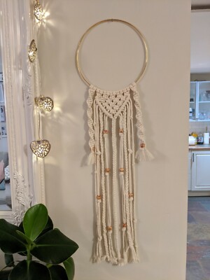 Gold Hoop Makramee Boho Wandbehang. Handmade in UK