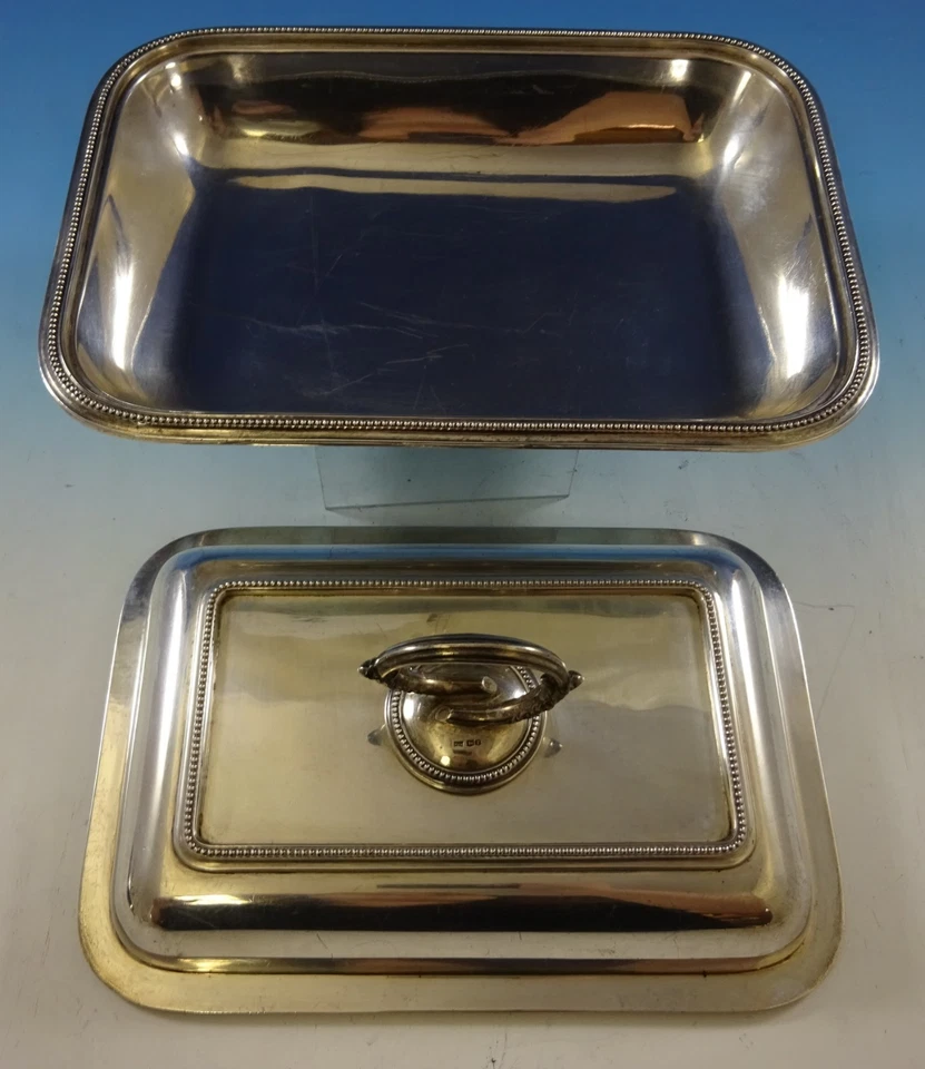 Бусина от Walker & Hall овощное блюдо с покрытием из чистого серебра и дополнительная крышка #2645 - Изображение 3 из 4