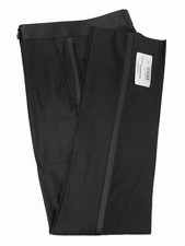 Black Calvin Klein Tuxedo Pants Flat Front Satin Stripe 31" Waist X-Long Rise