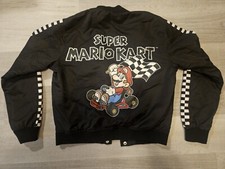 Forever 21 Jacket Small Black Super Mario Kart Bomber Coat Casual Button