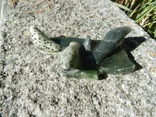 Vintage  Original Soapstone Carving Intuit SEAL PUPS ON ICE FLOW,SIGNED