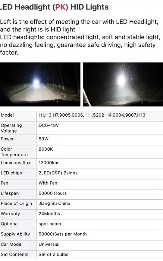 H11 LED bulbs 12,000 Lumens Plug In Play  - Image 2 of 4