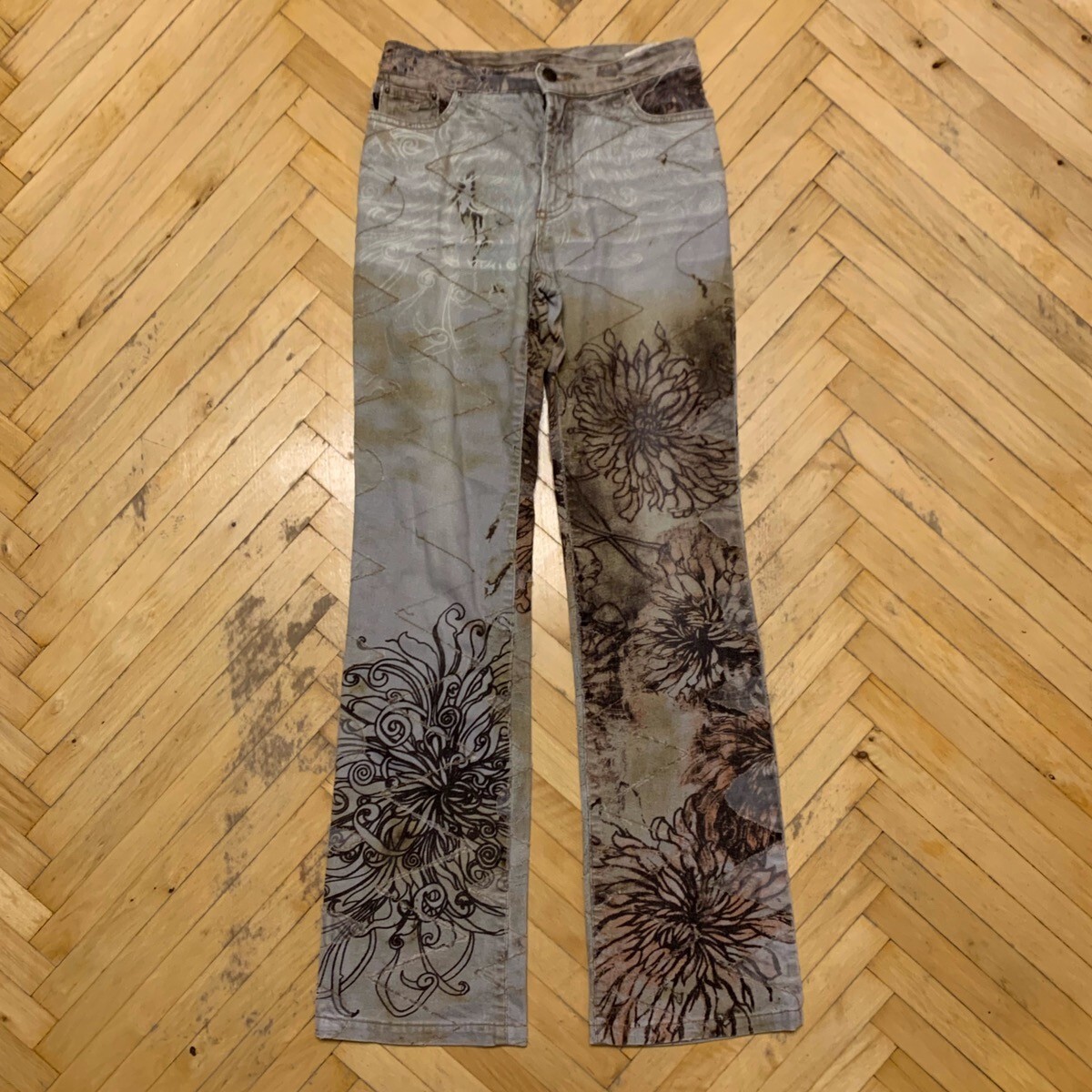 Vintage ROBERTO CAVALLI Jeans Pants Trousers Denim Printed