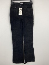 Vintage Xpect Sz 5/6 Women  s Black Suede Leather Mid Rise Straight Leg Pants NWT