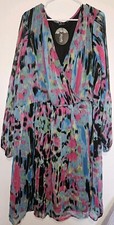 Kushi Boutique Sheer Long Sleeve Overlay Abstract A Line Dress, size 22/24 NWT