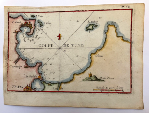 TUNESIEN TUNESIEN 1764 JOSEPH ROUX ANTIKE GRAVIERTE MEERKARTE 18. JAHRHUNDERT - Bild 1 von 2