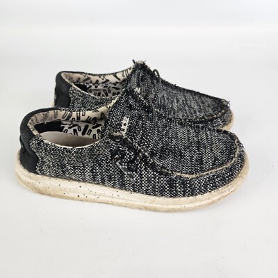 Hey Dude Wally Youth Sox Skater Black White Slip On Shoes Kid's Size: K12 