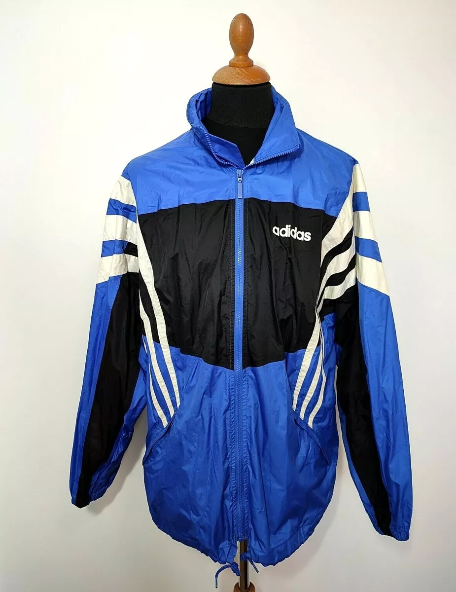 Vintage Adidas Nylon Jacket Men's Blue Sz.L Trefoil Firebird