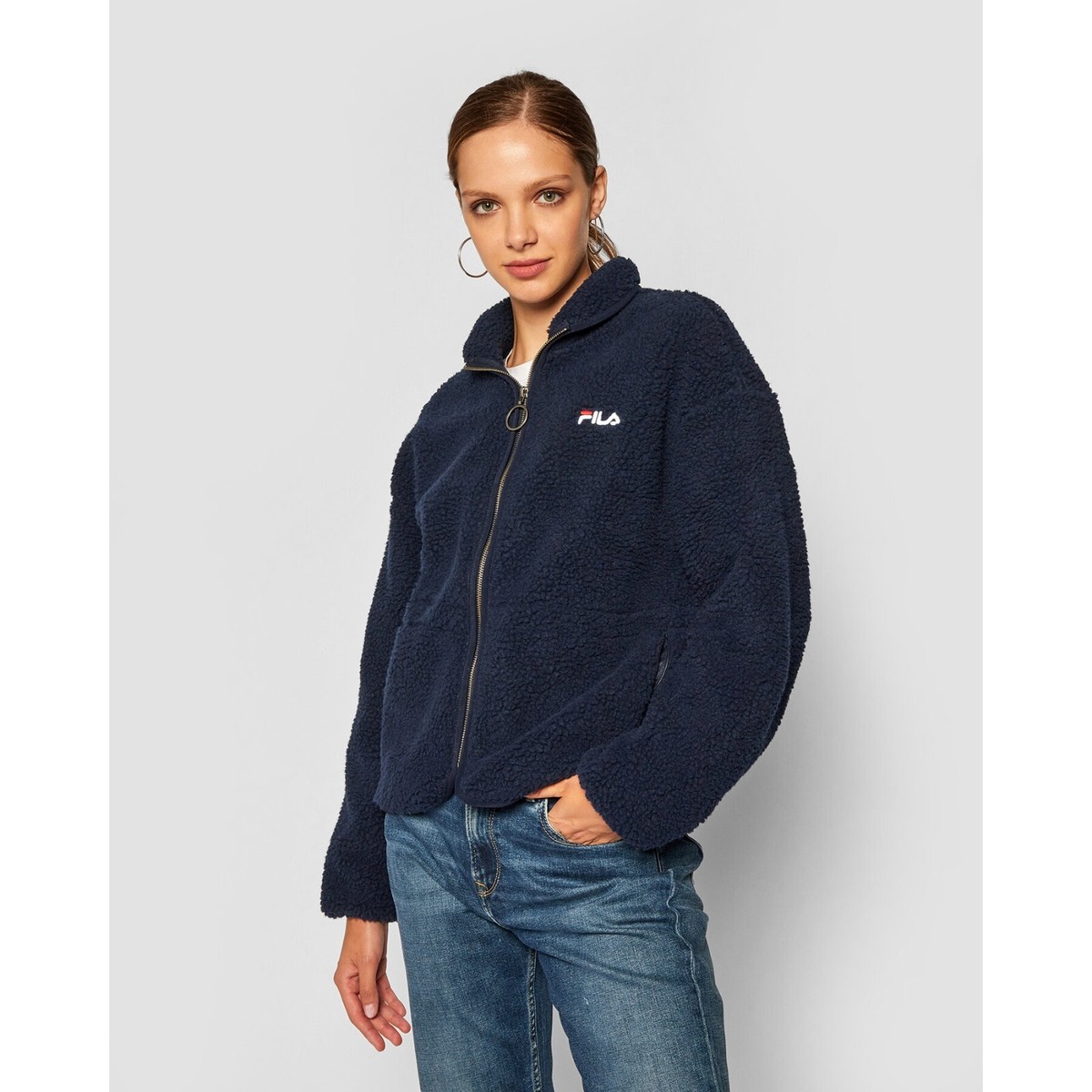 Fila Giacca Donna Sari Sherpa 687980 Black Iris JACKET NAVY BLUE
