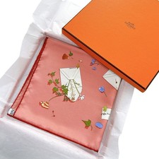 VTG HERMES Carre 45 Silk Scarf "Des Fleurs pour le Dire" w/Box 17" Pink EXC