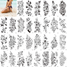 30 Pcs Flower Temporary Tattoo Sticker for Woman,Beautiful Floral Fake Tattoo