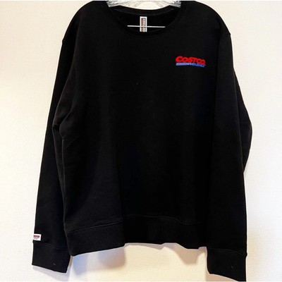 Costco Unisex Kirkland Logo Fleece Sweater Pullover Medium Large Black Sweatshir