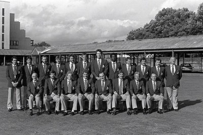 1982 England pose for a team group picture wearing suits on day of- Old Photo