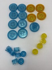 13 Blue Yellow Lego Dimensions Toy Tags Discs Lot Vehicle or Minifigure Stand