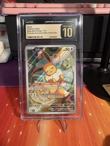 CGC 10 PRISTINE Eevee 173 Black Star Promo Prismatic Evolutions SVP ETB Pokemon
