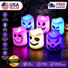 6pcs Halloween Led Ghost Pumpkin Candle Light Glowing Lamp Halloween Party