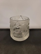 Frosted Glass Christmas Tree Design Votive Candleholder 4 Inch Tall, VG Cond