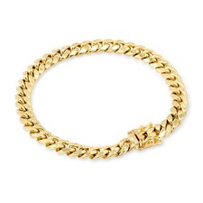 10K Yellow Gold 6.5mm Miami Cuban Link Chain Bracelet Box Clasp Mens Womens 7.5"