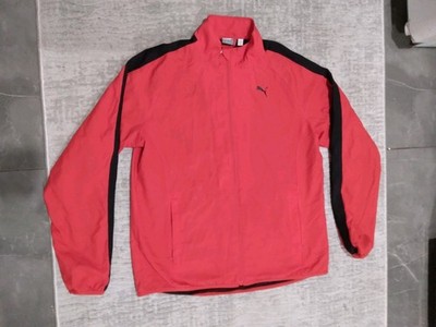 Puma Men's Track Jacket Size L Red Logo Athletic Full Zip 100% Polyester.    C20