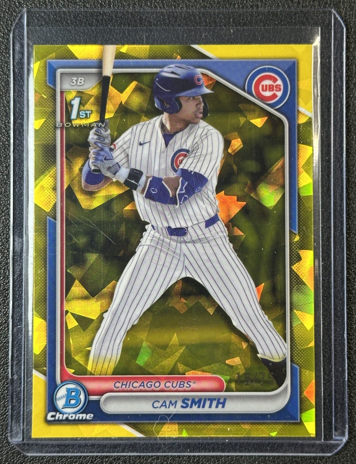 CAM SMITH 2024 BOWMAN CHROME DRAFT SAPPHIRE #BDC-67 1ST YELLOW REFRACTOR 15/75