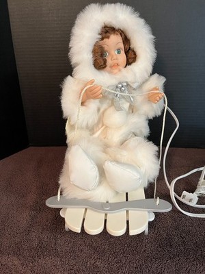 Vintage Telco Christmas Snow Child Sleigh Ride Porcelite Motionette 