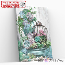 Succulent Plant Paint By Numbers Canvas Art Draw Artist Painting Oil Kit Home