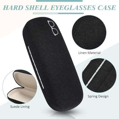 Kanayu/20 Pcs Hard Shell Glasses Case Bulk Linen Fabrics Protective 20 Black