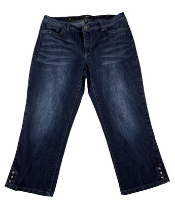 Nine West Karen Capri Jeans Women's 12 Dark Wash Stretch Studded Crop Denim